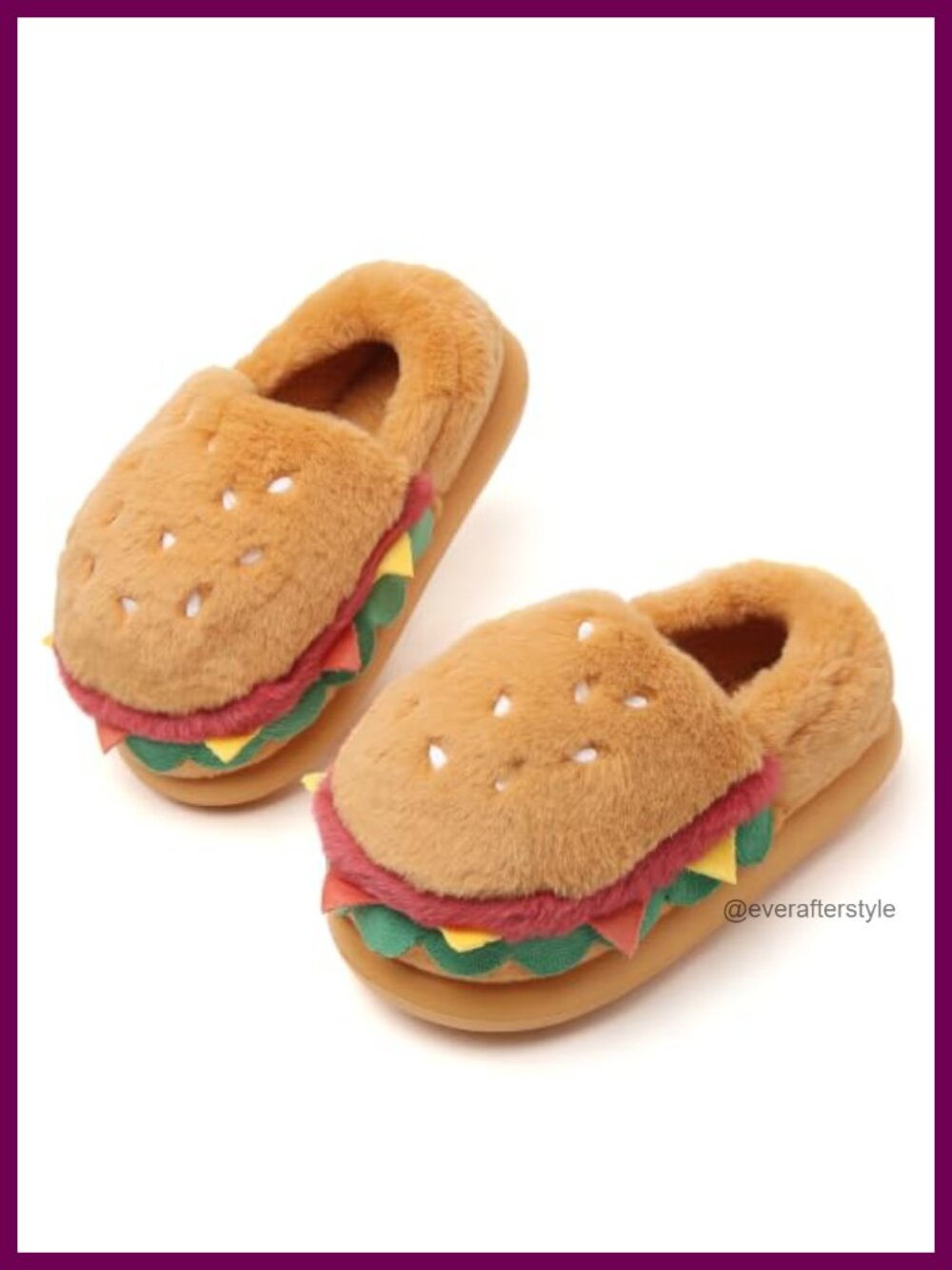 Funny Hamburger Cheeseburger Slippers Memory Foam Closed Back House Shoes